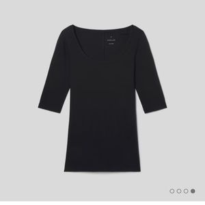 Everlane Pima Ribbed Scoop Neck tee top Black xs